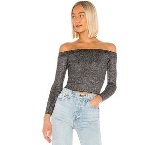 superdown • Kemi Off Shoulder Top Black & Silver